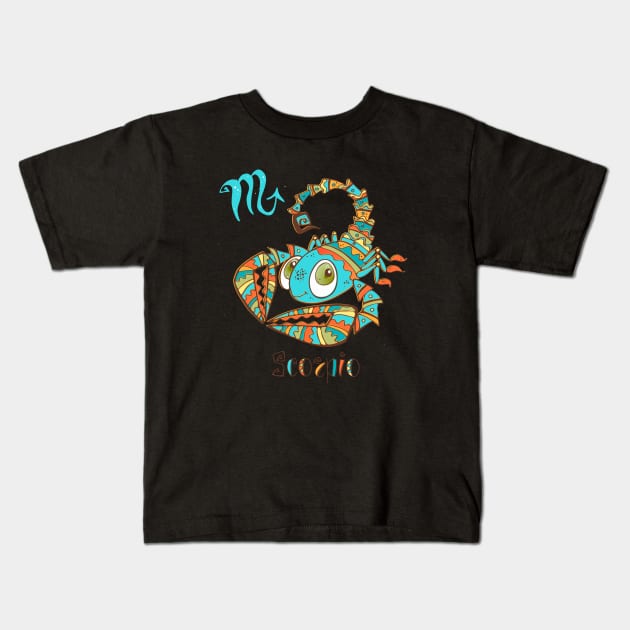 Scorpio zodiac children Kids T-Shirt by Mako Design 